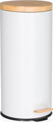 Obrázok produktu pre hjh OFFICE Odpadkový kôš 30 l CLEAN BAMBOO Odpadkový kôš okrúhly do kuchyne, kancelárie so stupienkom 64,5 x 37,0 x 29,0 cm
