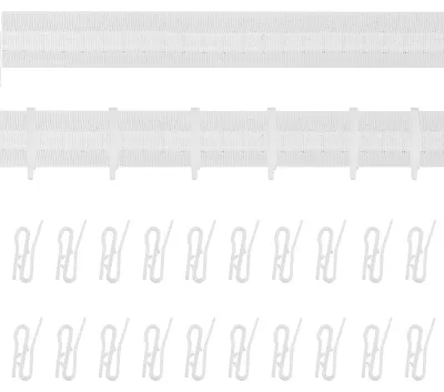 Gordijnband Plooiband 30 m x 25 mm mit 20 Haken, weiß