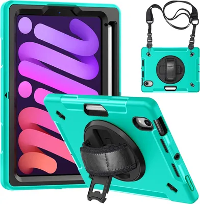 Produktbild von Tasche für iPad Mini 6 2021 8.3" mit Ständer und Schultergurt Grün