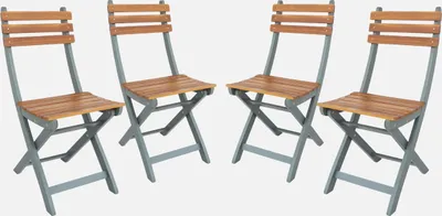 Immagine prodotto di Set 4 sedie da giardino pieghevoli in acacia, Verde kaki