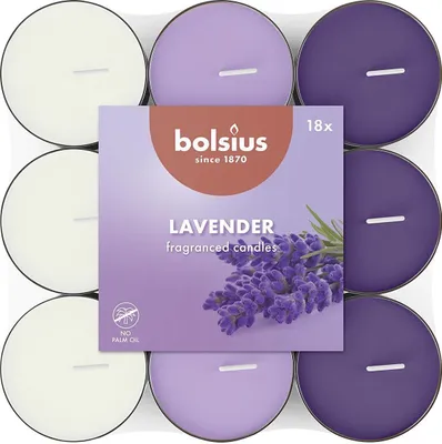 Produktbild von BOLSIUS Duft-Lichte Lavendel 18 StÃ1/4ck 3fach sortiert 412388