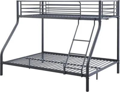 Image de Lit superposé métal SAMMY – 90x200 & 140x200 cm – Gris foncé – Sommier inclus