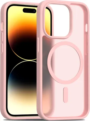Produktbild von Magnetisch Hülle für iPhone 14 Pro, Kompatibel mit MagSafe, Transluzente Matt Rückseite Stoßfeste Handyhülle Pink