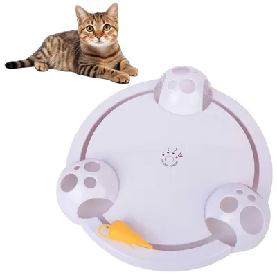 Produktbild von Elektrisches Katzenspielzeug interaktiv, automatisch rotierend, mit Maus-Jagd, Anti-Langeweile, 3 Geschwindigkeiten, rutschfest, Indoor Katze