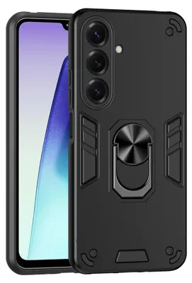Image de Coque avec anneau pour Samsung Galaxy S26 Plus, résistante aux chocs, protection de l'appareil photo, noire