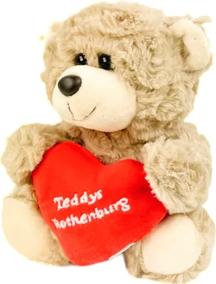 Produktbild von Teddybär 16 cm hellbraun mit Herz Plüschteddybär