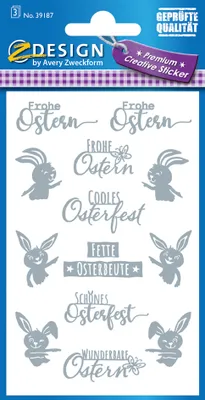 Produktbild von AVERY Zweckform ZDesign Oster-Sticker "Frohe Ostern" 13 Sticker auf 1 Bogen