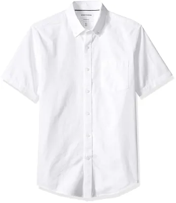 Produktbild von A. Essentials Herren Regular Fit Kurzarm-Oxfordhemd aus 100% Baumwolle, Weiß, XL