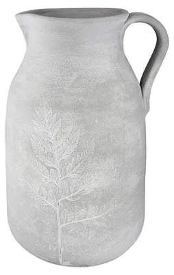Zdjęcie produktu dla Wazon Gilde, "Farn", motyw paproci, ceramika, kolor szary, zestaw 2 sztuki, wysokość 31 cm, średnica 16 cm, numer produktu: 32708, kod kreskowy: 4063387327081