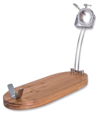 Klappbare Schinkenhalterung, drehbar, 2 Positionen, Holz/Edelstahl, 47x18,5 cm