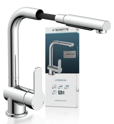 Produktbild von SCHÜTTE Küchenarmatur LONDON mit Geschirrbrause, Wasserhahn Küche ausziehbar, Einhebelmischer Küchenarmaturen Chrom