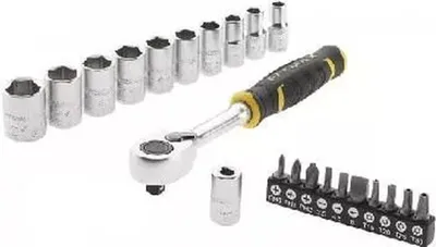 STANLEY Steckschlüsselsatz 22-teilig 3/8" mit Bithalter und Ratsche