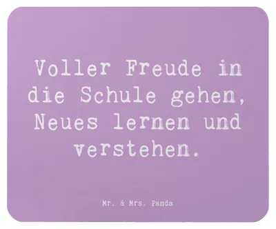 Produktbild von Mr. & Mrs. Panda Mousepad Spruch Schulanfang Freude - Lavendeltraum - Geschenk, Zuversicht, Glücksbringer, Einschulung, Mauspad, laptop, Mouse Pad, mousematte, Vertrauem