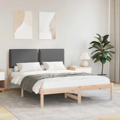 Image de Maison Exclusive - Sommier avec tête de lit rembourrée Gris foncé 120 x 190 cm
