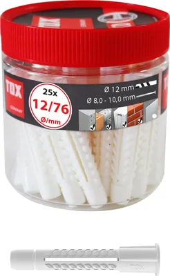 Immagine prodotto di TOX 016260101 TOX TRI 12/76 016260101 Universaldübel Ø 12 mm x 76 mm, 25 St.