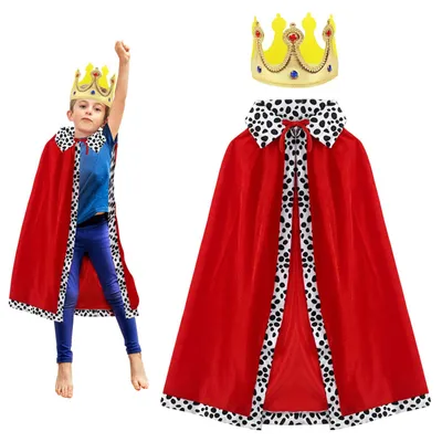 Produktbild von Kinder Kostüm Set König mit roter Cape, Krone, 2-teilig, für Karneval