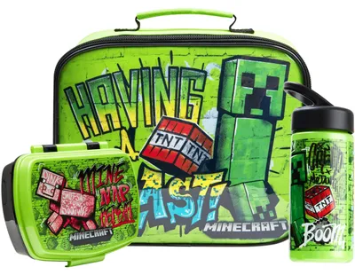 Produktbild von Minecraft Lunch Tasche, Brotdose & Trinkflasche, 3-tlg. Set für Kinder