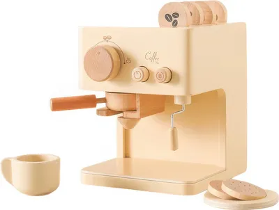 Produktbild von Realistische Mini-Kaffeemaschine aus Holz, Rollenspiel, Tee- und Kaffeespielset