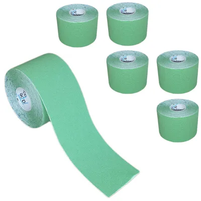 Produktbild von 6 Rollen - Tapefactory24 Getting Started Kinesiologie Tape 2,5cm x 5m - grün, Tapes Taping Klebeband Tapeverband Bandage wasserfest