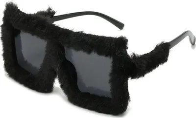 Produktbild von Damen-Sonnenbrille, flauschiger Plüschbesatz, länglicher PC-Rahmen, UV-Schutz, Sonnenschutzbrille für Clubpartys, Fotografie