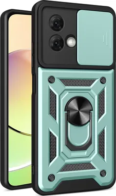 Obrázek produktu pro Pouzdro pro Motorola Moto G84 s Kroužkem, Stojánek, Ochrana Kamery, TPU Nárazník, Silikonové Pouzdro zelené