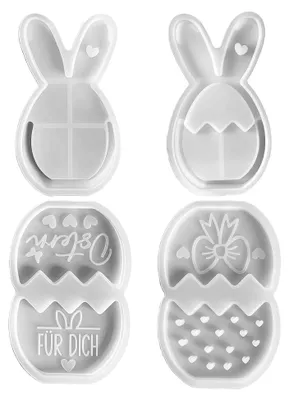 Produktbild von 4 Stück Silikonformen für Ostern, Silikonform für Osterhasen und Schalen für DIY-Osterdekorationen