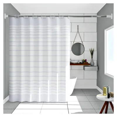 Produktbild von Duschvorhang 80x200 cm Weiß, Wasserdicht Anti-schimmel und Trocknet Schnell Duschvorhang mit Ösen, PEVA Badevorhang Durchsichtig Weiss Shower Curtain für Badewanne mit Duschvorhangringen