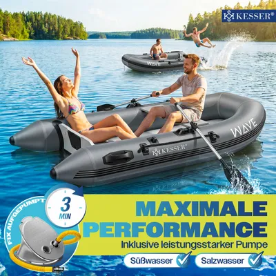 Image de Bateau pneumatique KESSER® pour 2 personnes, pouvant être motorisé, canoë gonflable