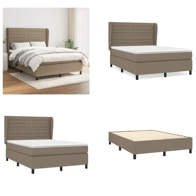 Imagen del producto de vidaXL Base de cama con somier y colchón, color taupe, 140x190 cm, tapizado en tela - Base de cama con somier - Bases de cama con somier - Cama - Muebles de dormitorio