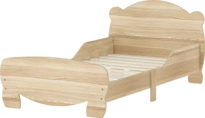 Produktbild von Kinderbett Jugendbett Hausbett mit Bären-Design Spielbett für 3-6Jahre Kinder 143,5 x 80 x 55 cm Naturholz