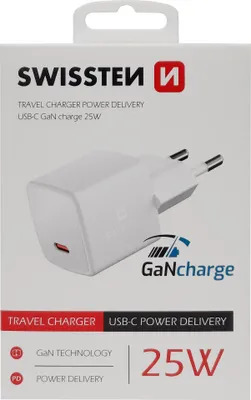 Produktbild von Swissten GaN Mini Travel Charger USB-C 25W PD (22044100)