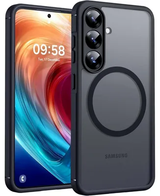 Image de Coque de protection pour Samsung Galaxy S25, compatible MagSafe, noire, résistante aux chocs et aux rayures, avec aimant