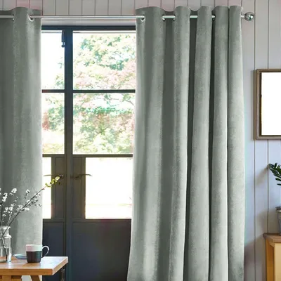 Immagine prodotto di Tenda in velluto 100% poliestere - Grigio chiaro - 140x250 cm