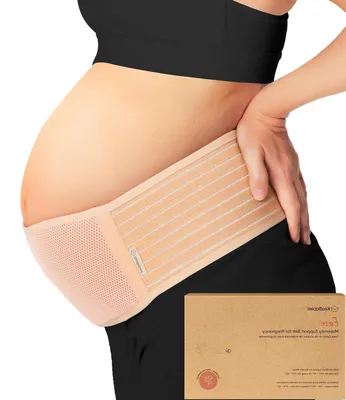 Zdjęcie produktu dla Pas do ciąży - Bandaż podtrzymujący brzuch - Komfort podczas ciąży - Ergonomiczne wsparcie 360° - Rozmiar M/L - Kremowy