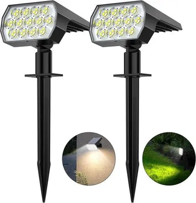 Immagine prodotto di Lampada da esterno, confezione da 2, 52 LED, 3 intensità, impermeabile, luce bianca fredda