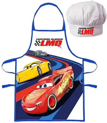 Produktbild von Disney Cars Kinder Kochschürze + Kochmütze Kinder Koch-Set 2 tlg. Backschürze