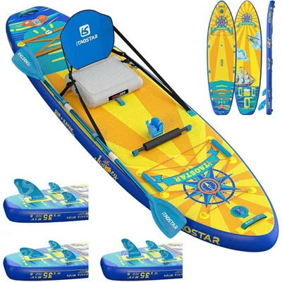 Productafbeelding van Opblaasbaar stand-up paddleboard, 35 inch breed, met accessoires, geschikt voor beginners en yoga