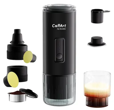 Zdjęcie produktu dla Przenośny ekspres do kawy, kompatybilny z kapsułkami Nespresso i Dolce, USB-C, czarny