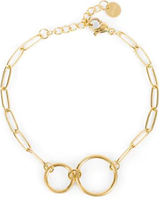 Produktbild von styleBREAKER Damen Edelstahl Armkette mit Ring Anhängern aus grober Gliederkette, Ringe, Schmuck, Chain Optik 05040189