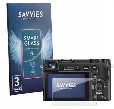 Produktbild von 3x Savvies Schutzglas Folie für Sony Alpha 5000 / 6000 / 6400 9H Panzer Schutzfolie Glas Displayschutz klar transparent