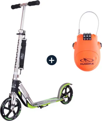 Produktbild von HUDORA BigWheel® 205, Scooter grau/grün inkl. Kabelschloss (Bundle)