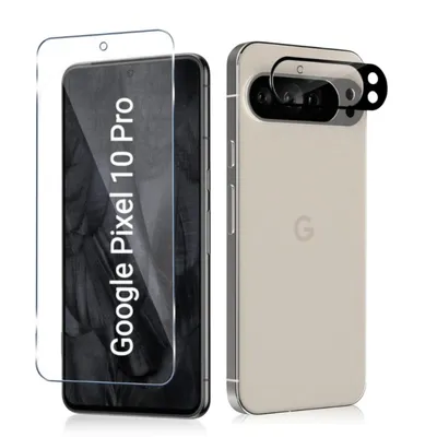 Produktbild von CLM-Tech 2er Set Schutzfolie kompatibel mit Google Pixel 10 Pro - 1X Panzerfolie + 1X Kameraschutz Kameraglas Panzerglas Displayschutz 9H Glas Displayfolie Schutzglas kristallklar