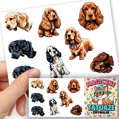Produktbild von ABWASCHBARE KINDERTATTOOS TEMPORAER - Hunde Hund Rasse COCKER SPANIEL - 8 St.