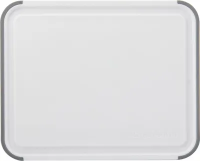 A white cutting board with a gray border, shown from a top-down perspective on a white background.