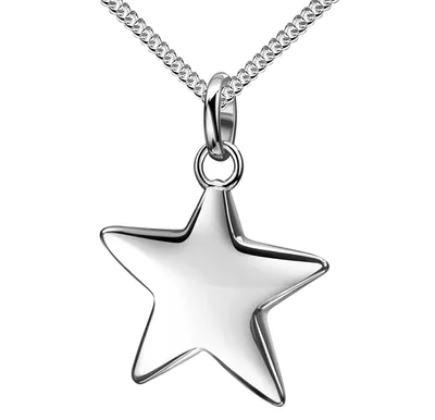 Produktbild von Silber-Stern Fünfstern Anhänger 925 Sterlingsilber für Damen  Mit Kette 70 cm
