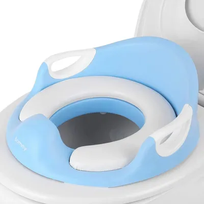 Immagine prodotto di Zindelijkheidstraining Toiletbril per bambini – Sgabello per il vasino con paraspruzzi, maniglie e schienale – Per maschietti e femminucce – Blu