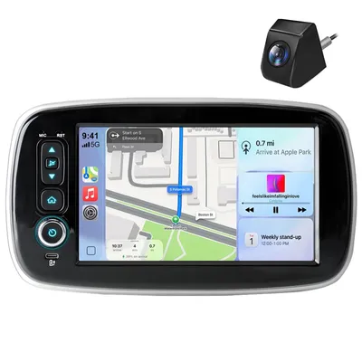 Zdjęcie produktu dla Radio samochodowe DAB+ 8 cali, system Android 15, Carplay, Android Auto, 2GB RAM + 64GB pamięci, nawigacja GPS, Wi-Fi, Bluetooth, sterowanie z kierownicy (SWC), FM, RDS, procesor DSP, złącze USB, przeznaczone do samochodów Bnez Smart Forfour Fortwo 453, modele z lat 2014-2022