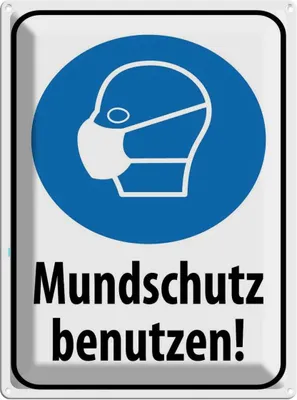 Produktbild von vianmo Blechschild 40x30 cm Mundschutz benutzen Maske Warnschild Hinweisschild Sicherheit Vorsicht
