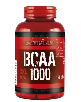 A bottle of Activlab BCAA 1000 XXL tabs.