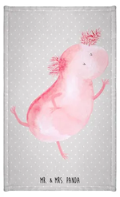 Produktbild von Mr. & Mrs. Panda Handtuch Axolotl Tanzen - Grau Pastell - Geschenk, Freudig, Baumwollhandtuch, baumwolle, Lurch, gut Gelaunt, Schwanzlurch, Beste Freundin, gäste wc